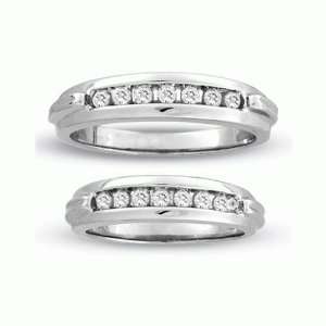  Single Row Channel Set Ladies and Mens Diamond Ring Duo Set Jewelry