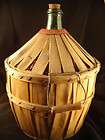 antique wicker basket weave lined wine olive green glass bottle