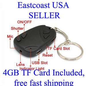 Micro HD Keychain Spy Camera, 4gb TF Card, Retail Box, US Seller 