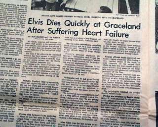 Best ELVIS PRESLEY DEATH Memphis TN 1977 Newspaper RARE  