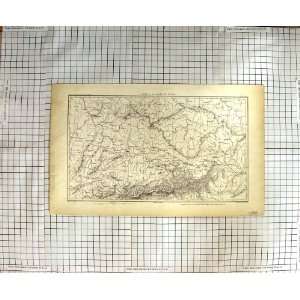 ANTIQUE MAP DANUBE VINNE MUNICH GERMANY EUROPE c1850