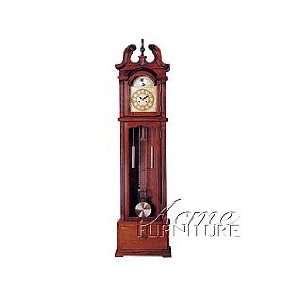  Acme Furniture Cherry Finish Grandfather Clock with Drawer 