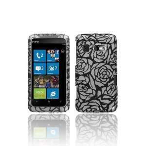  HTC 7 Surround Graphic Case   Silver/Black Rose (Free 