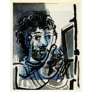  1966 Print Pablo Picasso Slate Gray Blue Easel Man Art 
