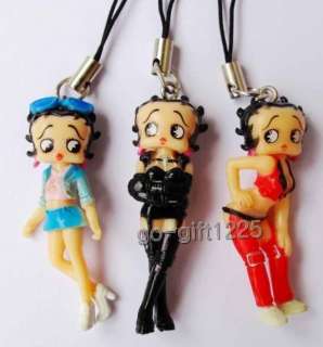 16 pcs Betty Boop Cell Phone Charm Figures Party favor  