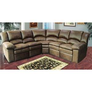   sectional sofa with recliner ends in Saddle color microfiber