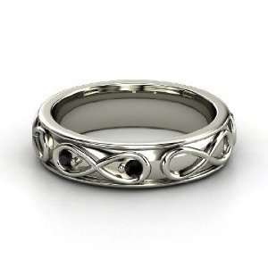 Infinite Love Ring, 14K White Gold Ring with Black Onyx