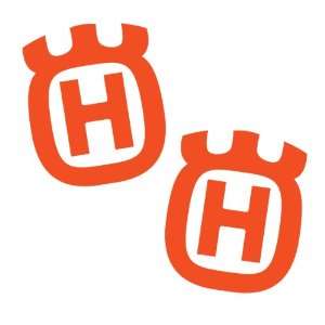  (2) Husqvarna ORANGE 2 logo Stickers power motor products 