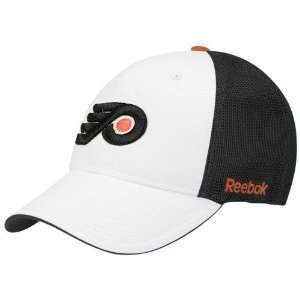   White Black Basic Logo Mesh Back Flex Fit Hat