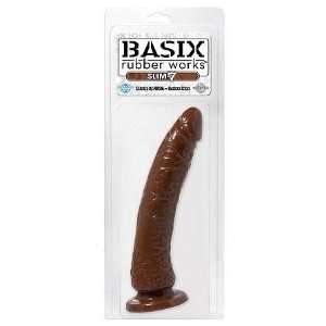 Bundle Basix 7in Brown Slim Dong and 2 pack of Pink Silicone Lubricant 