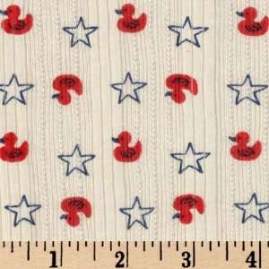   Stars & Ducks Red/White/Blue Fabric By The Yard Arts, Crafts & Sewing