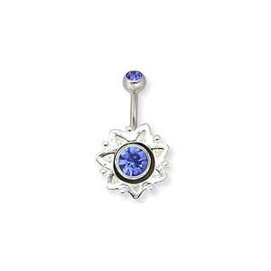  SHIELD with Double Gem Belly Button Ring 5/8~16mm Crystal: Jewelry