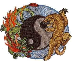 Yin Yang Dragon and Tiger Figures Embroidered Patch NEW  