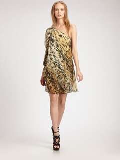 Roberto Cavalli   Animal Silk One Shoulder Dress   Saks 