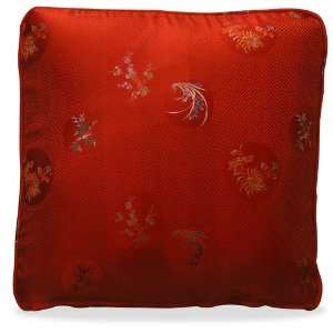 Chinese Silk Pillow   Four Seasons Flower, Red (#71)