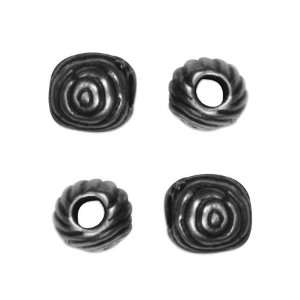  Antiqued Silver Plated Round Spacer Beads Spirals 5.5mm (2 