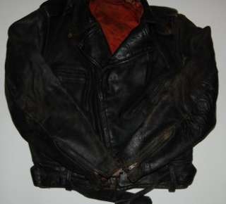 VINTAGE 1940S HORSEHIDE LEATHER STUDDED MOTORCYCLE JACKET. CLASSIC 