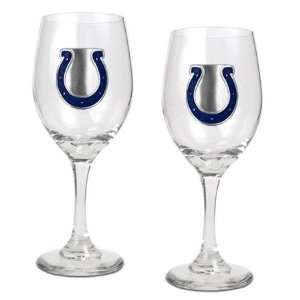  NIB Indianapolis Colts NFL 2pc Team Wine Glass Cup Set 