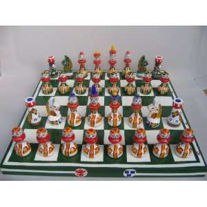  Chess Collectible * Swedish   Russian Set * 29 x 30 x 4 cm 
