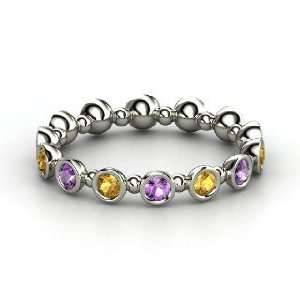 Seed & Pod Eternity Band, Sterling Silver Ring with Amethyst & Citrine