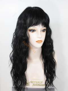 100% Human Hair Full Wig Long Loose Curls w/ Bangs H259  