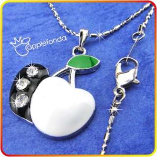 N491 Fashion Metal charm pendant necklace white apple  