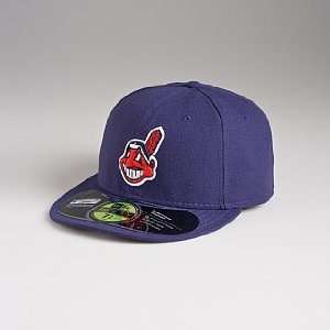   FITTED Cleveland INDIANS 7 1/8 ROAD ALL NAVY Hat Cap Authentic 59Fifty