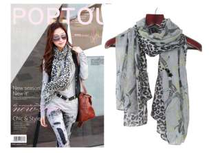 New Fashion Womens girls leopard chain print scarf wrap shawl FREE 