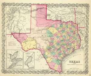 STATE OF TEXAS (TX) BY J.H. COLTON 1856 MAP MOTP  