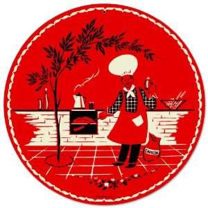  Cookout Red Apron Round Metal Sign: Home & Kitchen