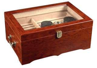 DELUXE CIGAR HUMIDOR 150 ct GLASS TOP     NEW  