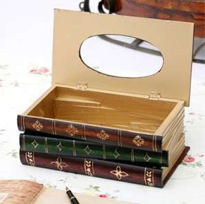 Wooden Stack BOOK tissue box holder souvenir/gift  