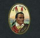 Red Jacket Indian Chief on Vintage Cigar Label Sample