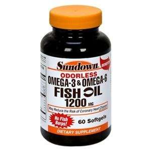  Sundown Omega 3 & Omega 6 Fish Oil 1200 mg Softgels 60ct 