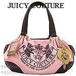 Juicy Couture Bowler Bag Pink Velour ~FLOWER CREST~ Tote w/Butterfly 