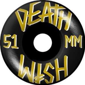 Deathwish Stacked 51mm Black/Gold/White Skateboard Wheels (Set Of 4)