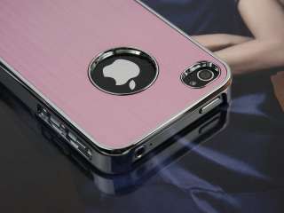 Black Deluxe Chrome Aluminum Hard Case Cover Fr iPhone 4 4S 