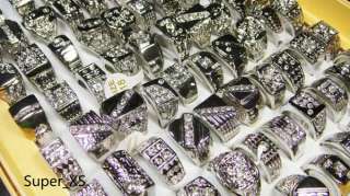   Jewelry lots 15pcs Rhinestone Mans Silver Plated rings 