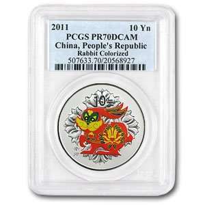  2011 China Year of the Rabbit 1 oz Silver Colorized PCGS 