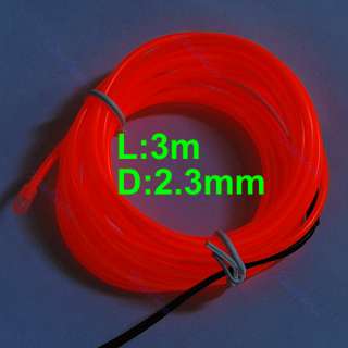   Light Glow EL Wire Rope Tube Car Dance Party+Controller Red  