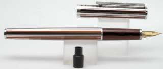Platinum PN 500 Brown & Silver Stripe Fountain Pen   NEW   Japan 