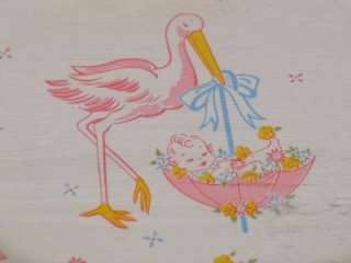 Vintage 1950s Stork & Baby Shower Cake Plates Reeds  