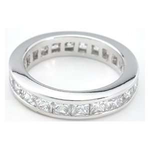 00 Ct Princess cut channel set eternity band wedding ring sterling 