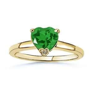 Heart Lab Created Emerald and Simulated Diamond Ring in 
