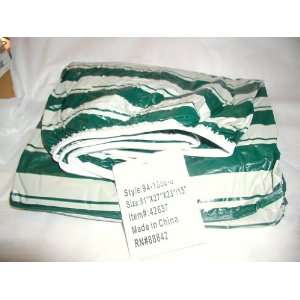 GREEN AND WHITE STRIPE REVERSIBLE SOLID GREEN CHAISE LOUNGE COVER 