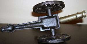 CAST IRON CANNON Gold Brass Barrel METAL Vintage Weapon  