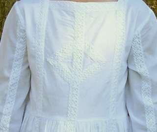NEW Girls 7 8 White Pioneer Prairie Cotton Dress  