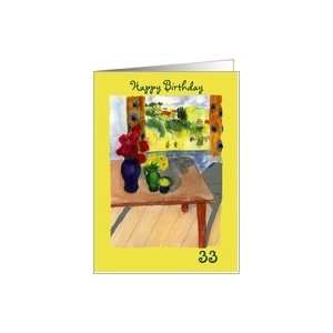    Still Life Roses Window View Happy Birthday 33rd Card Toys & Games