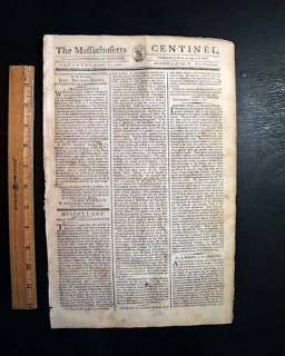   BOWDOIN Governor of Massachusetts Proclamation 1786 Old Newspaper