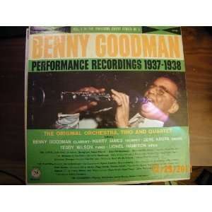   performance recordings 1937 1938 (Vinyl Record) Benny Goodman Music